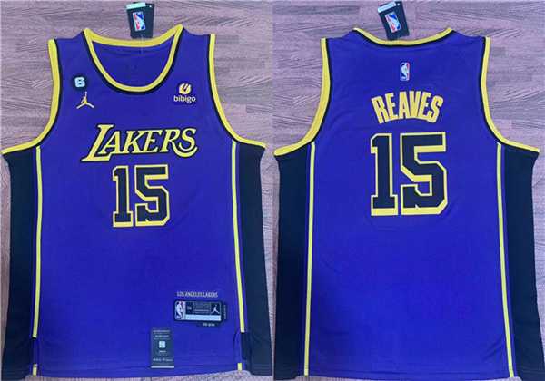 Men%27s Los Angeles Lakers #15 Austin Reaves Purple With NO.6 Patch Stitched Basketball Jersey->denver nuggets->NBA Jersey